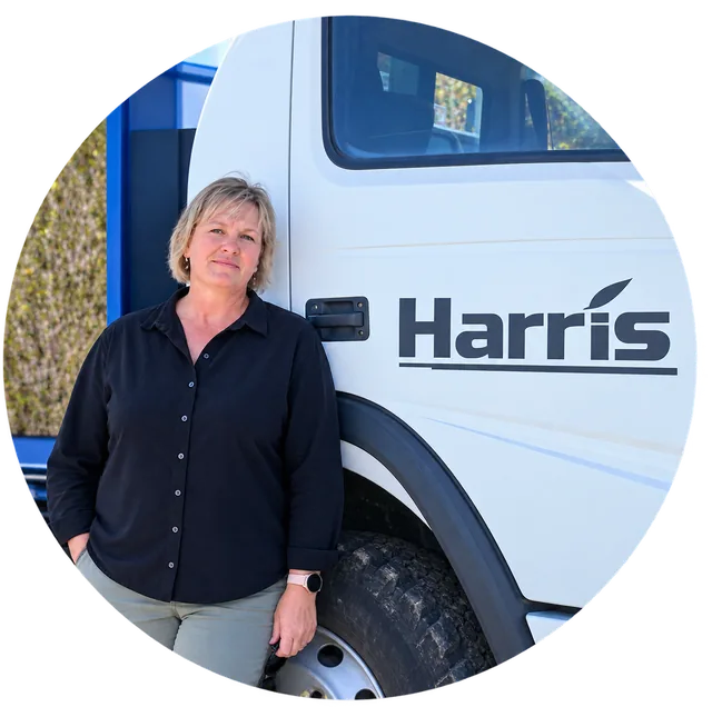 Bronwyn Flannery beside the Harris truck